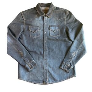 Ring of Fire Denim Shirt Mens XL Western Style Button Up Long Sleeve